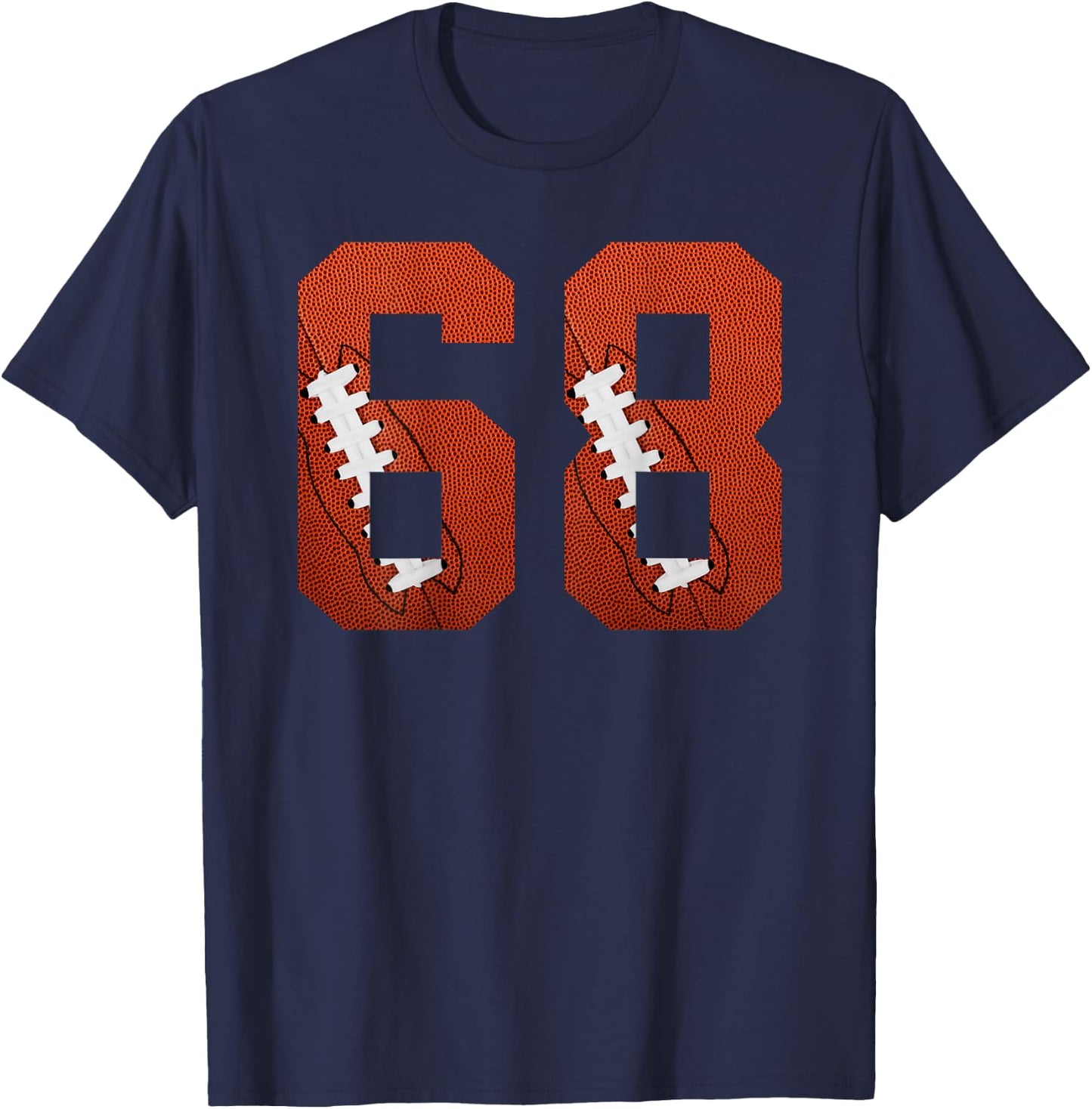 Number 68 BACKSIDE - American Football Jersey Numbered T-Shirt - T-Shirt | Navy