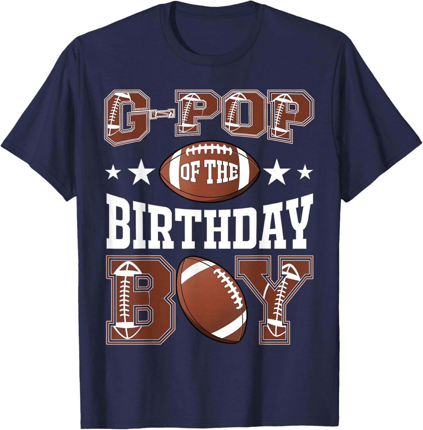 G-Pop Of The Birthday Boy Football Game Day T-Shirt - T-Shirt | Navy