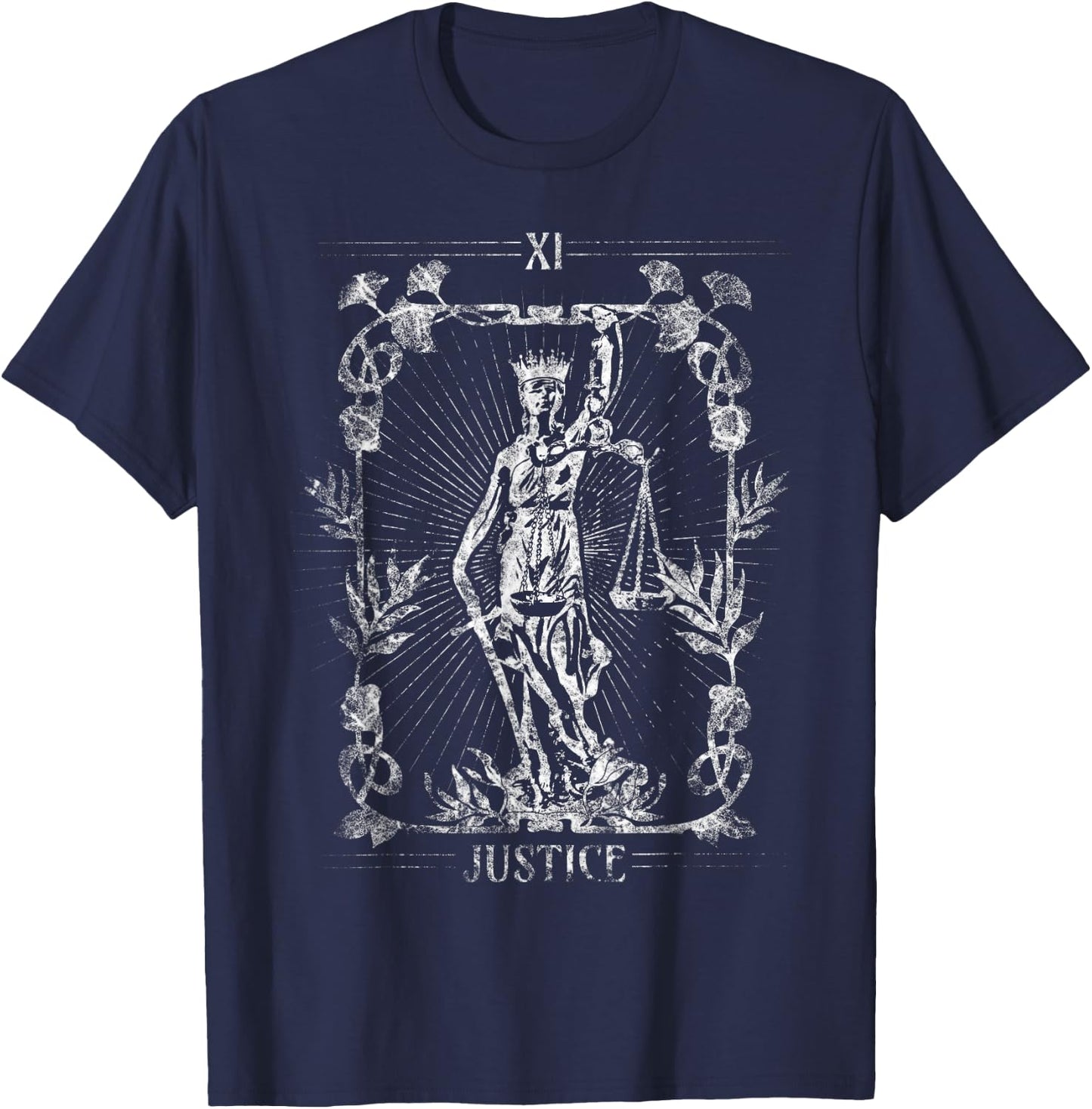 Justice Tarot Card Vintage Gothic Retro Style T-Shirt - T-Shirt | Navy