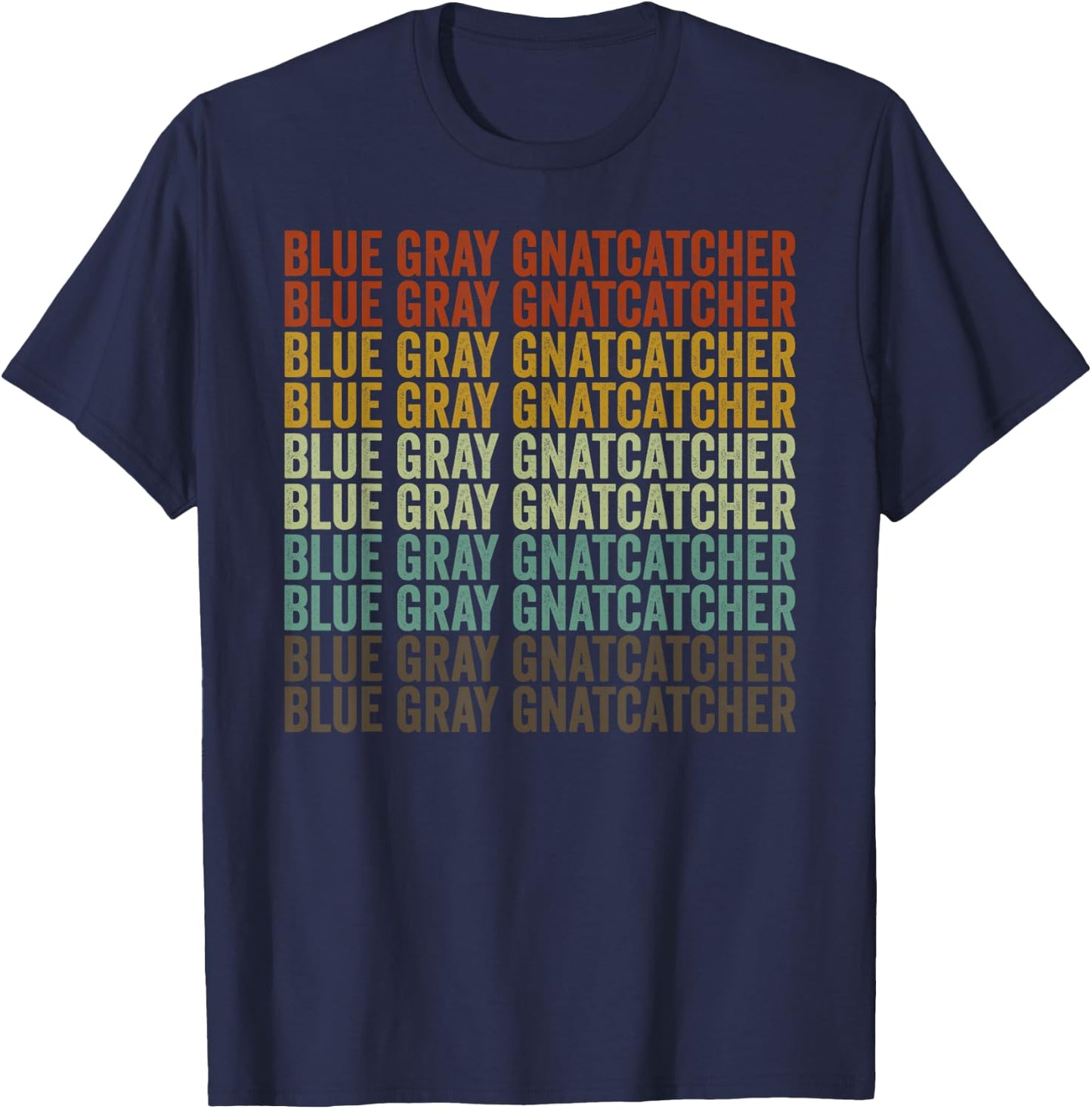 Blue Gray Gnatcatcher Retro T-Shirt - T-Shirt | Navy