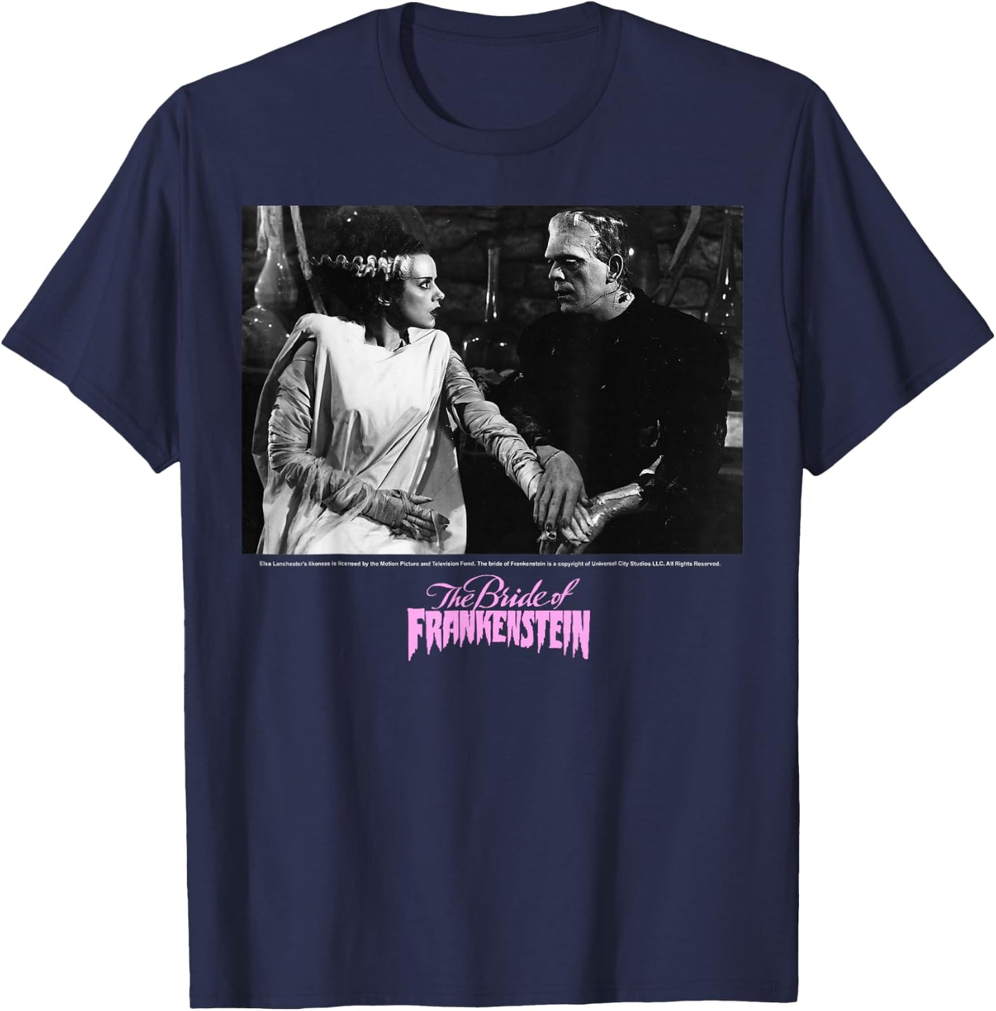 Universal Monsters The Bride Of Frankenstein Portrait T-Shirt - T-Shirt | Navy