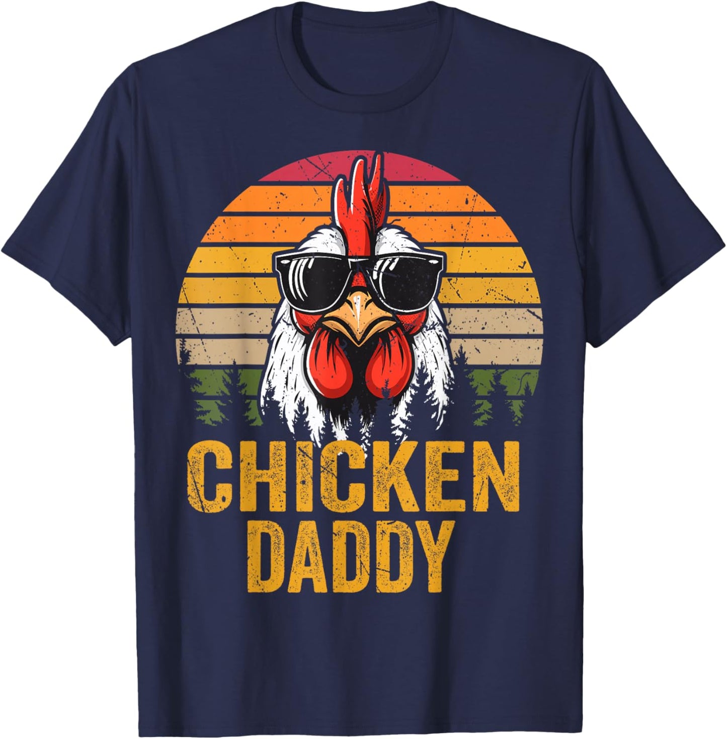 Chicken Daddy Vintage Rooster For Dad Farmer Fathers Day Men T-Shirt - T-Shirt | Navy
