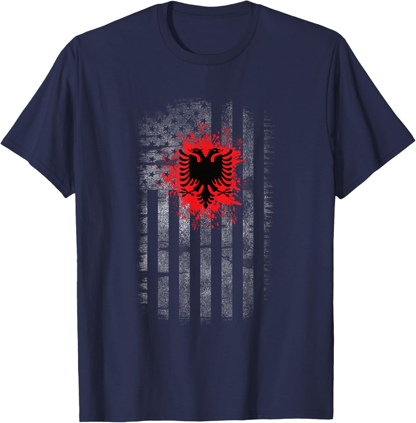 Albanian US Flag Albanian Eagle Gift Albania T-Shirt - T-Shirt | Navy