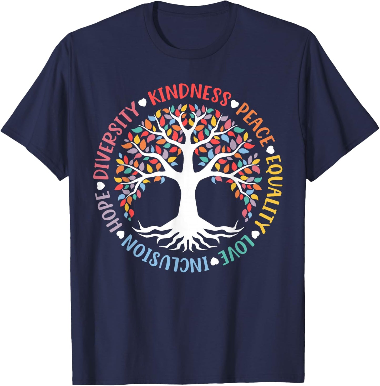 World Peace Supporter Retro Women Men Apparel Kindness Peace Equality Love Inclusion Hope Diversity Retro T-Shirt - T-Shirt | Navy