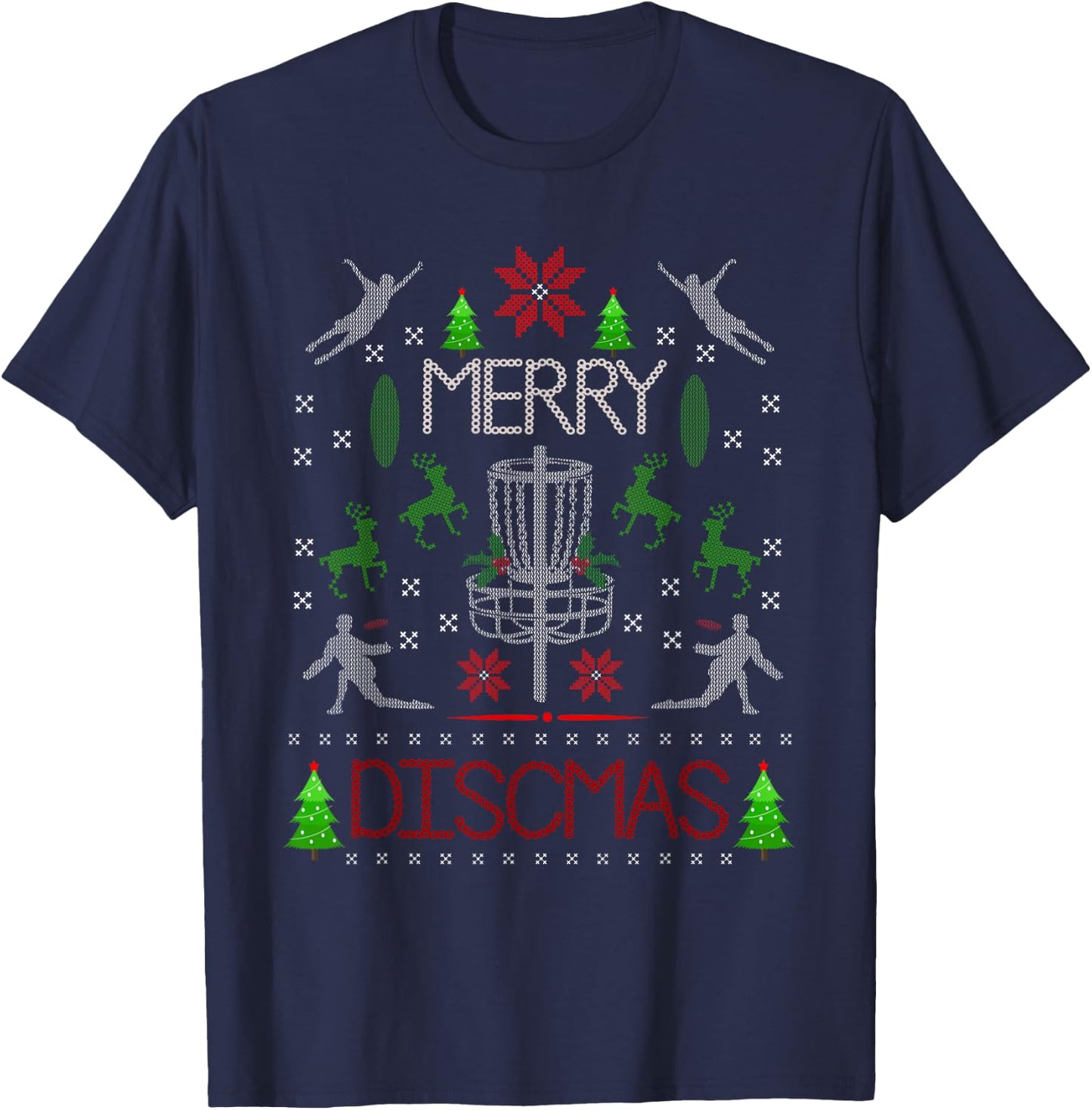 Vintage Disc Golf Ugly Christmas Merry Discmas Party T-Shirt - T-Shirt | Navy