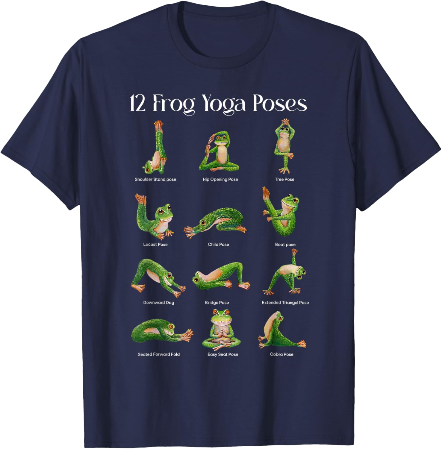 Yoga Frog Namaste Meditation Yoga Pose Frog Love T-Shirt - T-Shirt | Navy