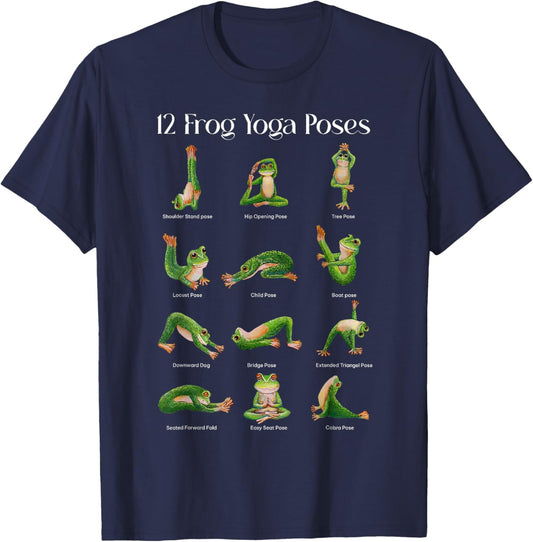 Yoga Frog Namaste Meditation Yoga Pose Frog Love T-Shirt - T-Shirt | Navy