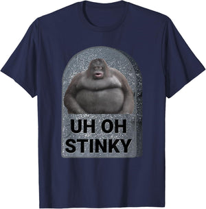 Uh Oh Stinky Poop Meme Tombstone Le Monke Halloween Costume T-Shirt - T-Shirt | Navy