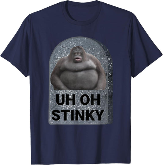 Uh Oh Stinky Poop Meme Tombstone Le Monke Halloween Costume T-Shirt - T-Shirt | Navy