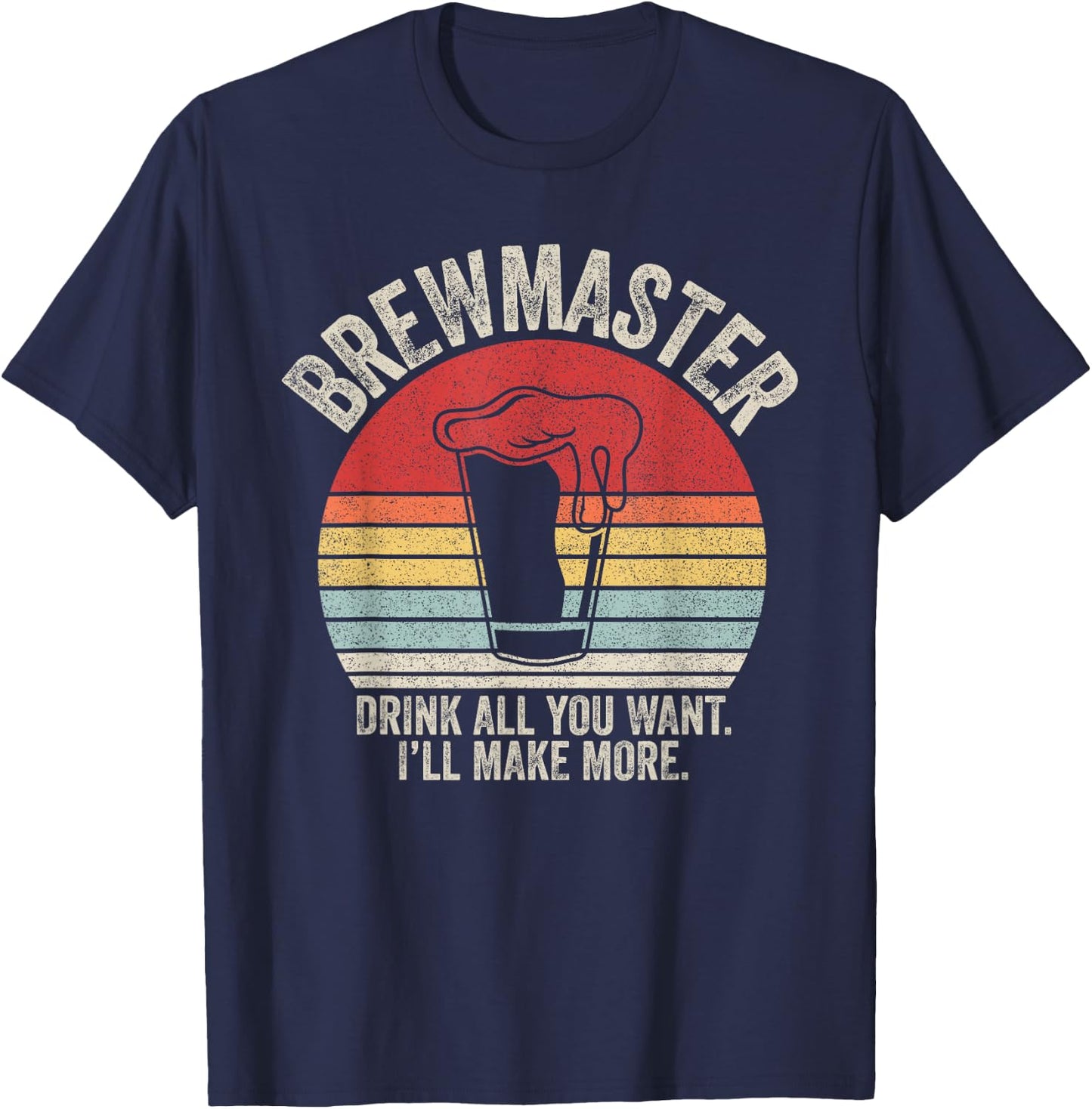 Vintage Retro Brewmaster Craft Beer Home Brewing Brewer Gift T-Shirt - T-Shirt | Navy