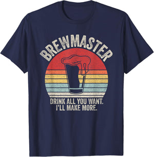 Vintage Retro Brewmaster Craft Beer Home Brewing Brewer Gift T-Shirt - T-Shirt | Navy