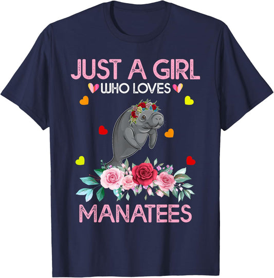 Manatee Kids Just A Girl Who Loves Manatees T-Shirt - T-Shirt | Navy