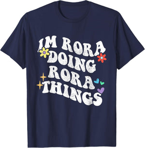 Retro Groovy Im Rora Doing Rora Things Funny Mother's Day T-Shirt - T-Shirt | Navy