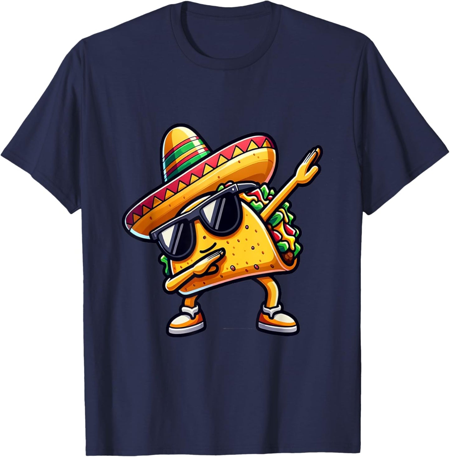 Mexican Food Dabbing Taco T-Shirt - T-Shirt | Navy