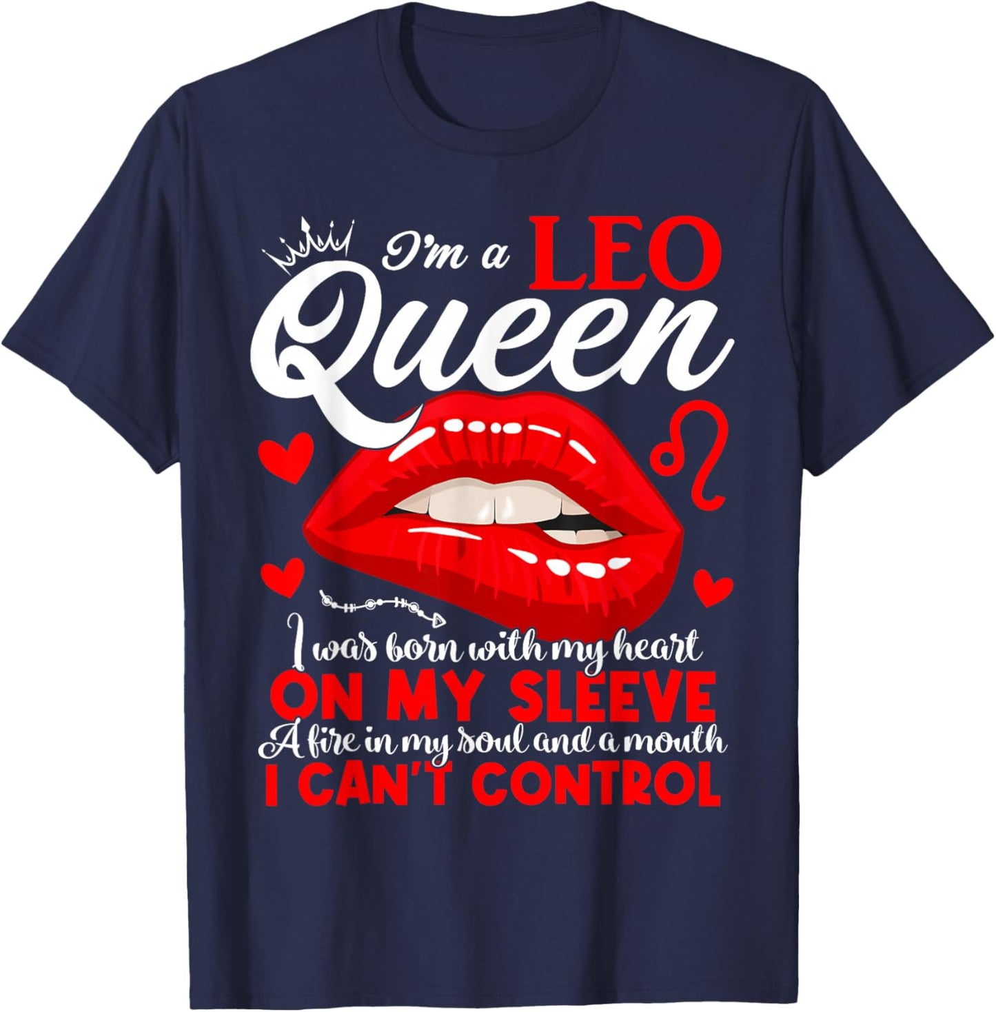 Leo Queen I'm Stronger July August Birthday Leo Zodiac Sign T-Shirt - T-Shirt | Navy