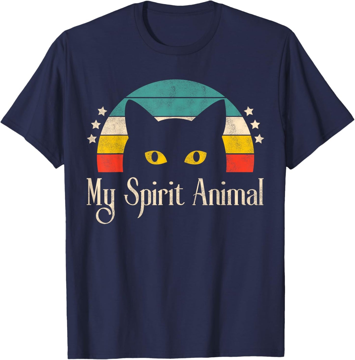 Retro Cute Cat Funny Graphic For Cat Lovers Cat Owner T-Shirt - T-Shirt | Navy
