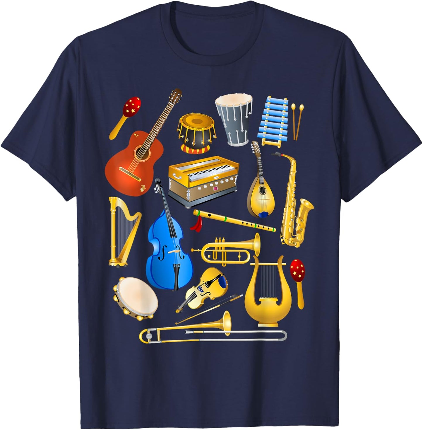 Cute Little Boys Musical Instruments Fans Funny Gift T-Shirt - T-Shirt | Navy