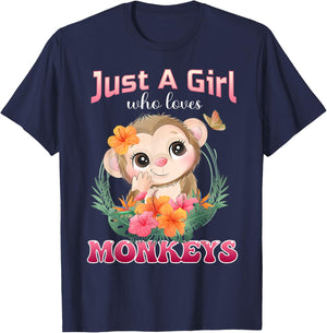 Just A Girl Who Loves Monkeys Monkey Kids T-Shirt - T-Shirt | Navy