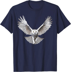 Snowy Owl Flying, Ornithology Snowy Owl T-Shirt - T-Shirt | Navy