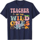 Teacher of the Wild One's Groovy Jungle Animal Earth Day Men Women T-Shirt - T-Shirt | Navy