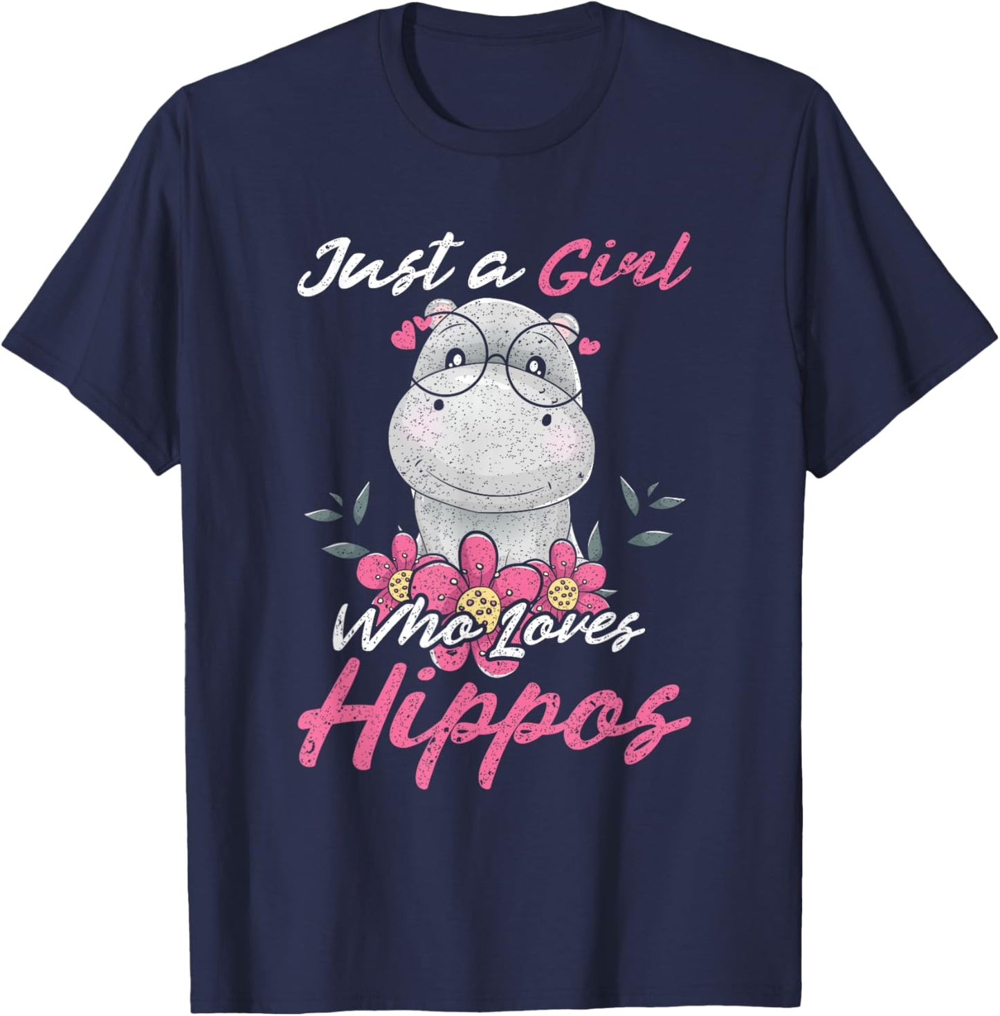 Just A Girl Who Loves Hippo T-Shirt - T-Shirt | Navy