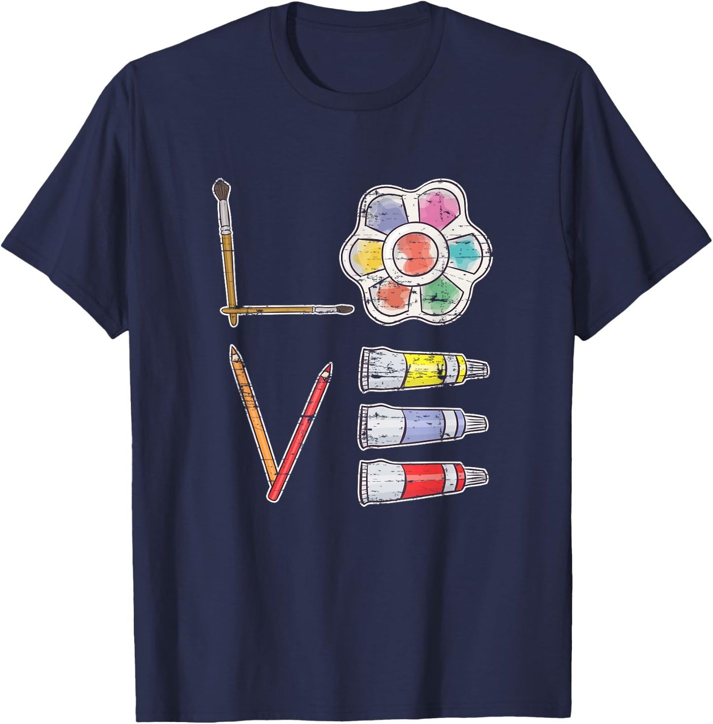 Painter Valentines Day Gift Painting Tools Drawing Artist T-Shirt - T-Shirt | Navy
