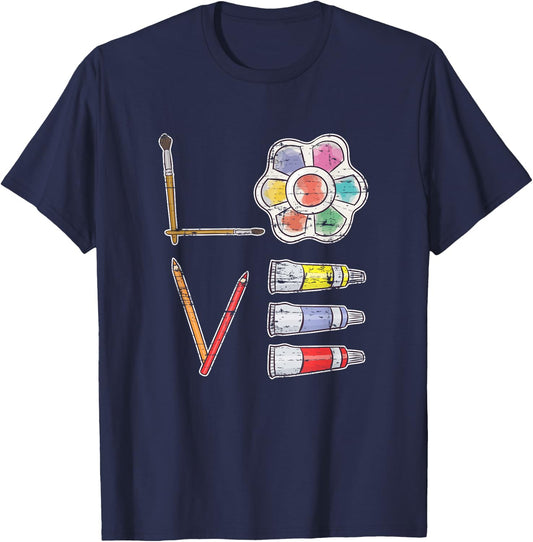 Painter Valentines Day Gift Painting Tools Drawing Artist T-Shirt - T-Shirt | Navy