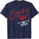 Aerosmith Official Black Crazy - Women's, Girls' -Adults, -Kids - Short Sleeve, , Regular Fit - Small, Medium - Cotton 100% - Band T-Shirt - T-Shirt | Navy