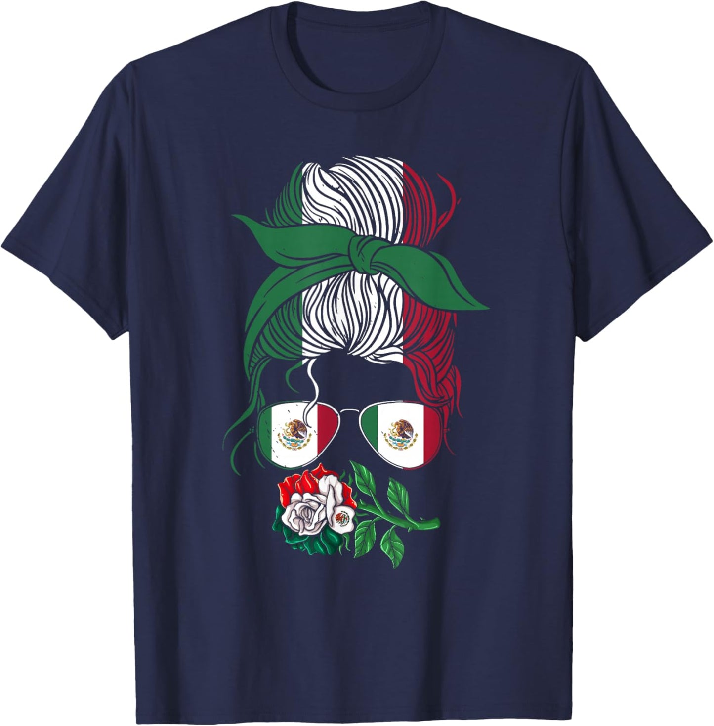 Mexico Gift Rose Tijuana Mexican Hispanic Pride Poncho T-Shirt - T-Shirt | Navy