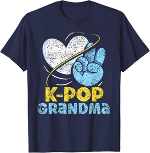 K-POP Grandma Lover Music Korean K-Pop Cute Grandmother T-Shirt - T-Shirt | Navy
