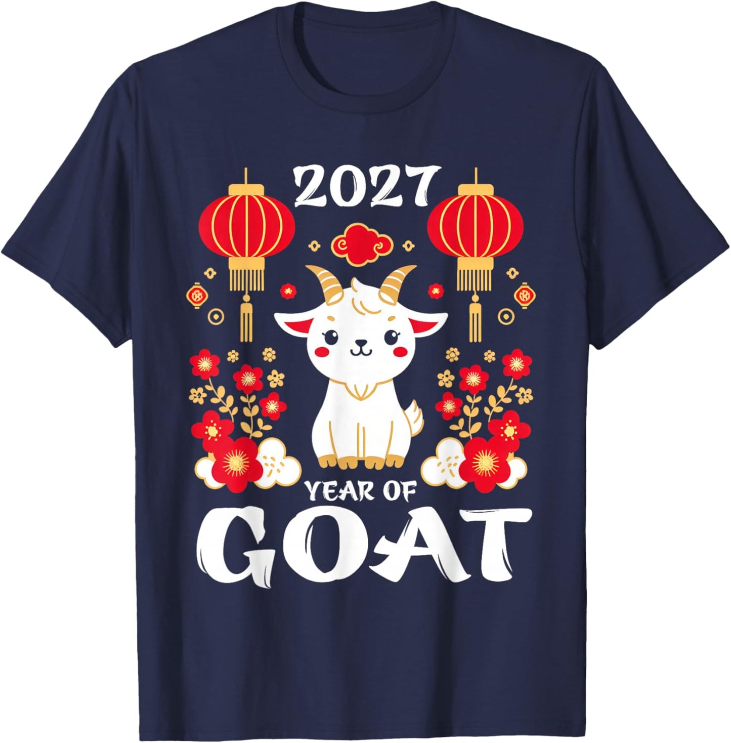 Chinese New Year 2027 Year of The Goat 2027 New Year Kids T-Shirt - T-Shirt | Navy