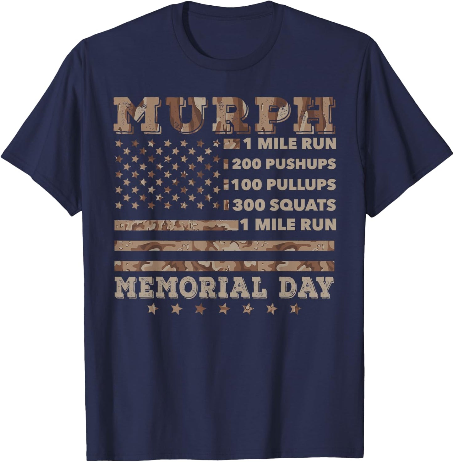 Murph 2021 Workout Challenge American Memorial Day Murph T-Shirt - T-Shirt | Navy
