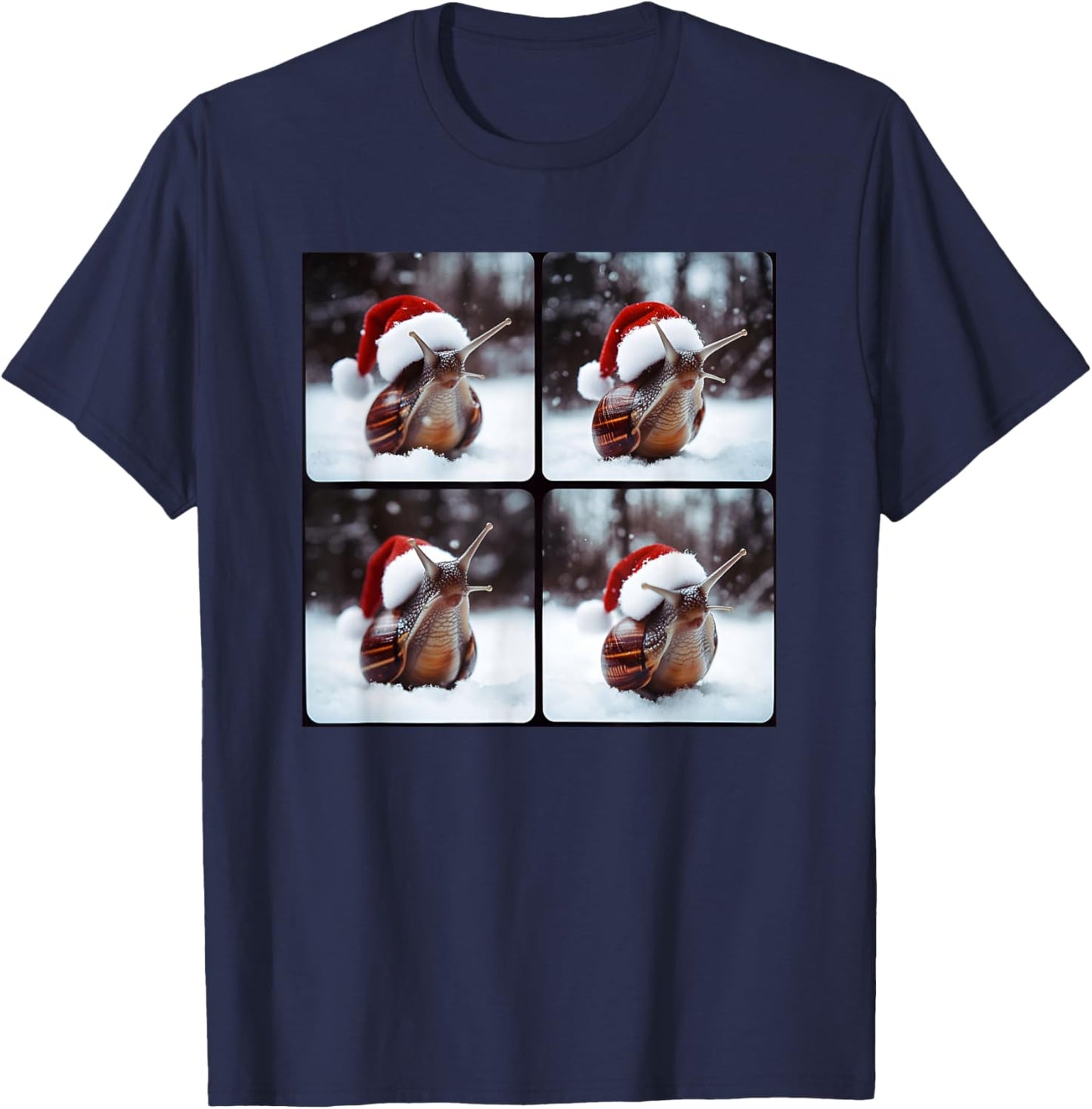 Funny Gastropod Christmas Snail Santa T-Shirt - T-Shirt | Navy