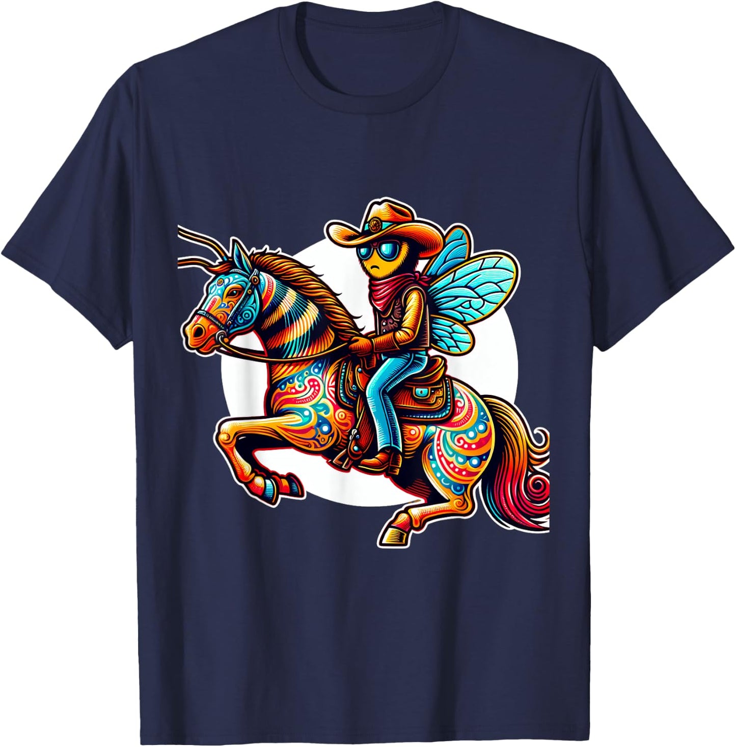 Bee Cowboy on Horse T-Shirt - T-Shirt | Navy