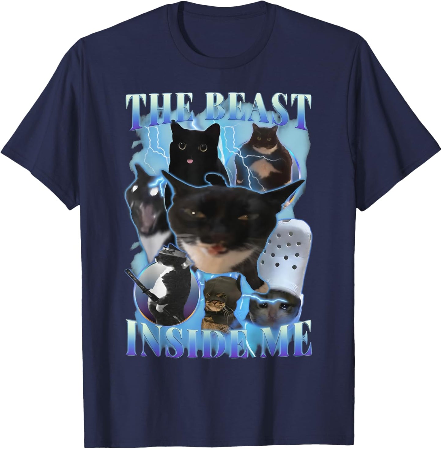 Funny Cat Meme Bootleg Sarcastic Quote The Beast Inside Me T-Shirt - T-Shirt | Navy