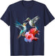 Hummingbird Flowers Fantasy Colorful Animal Art Bird T-Shirt - T-Shirt | Navy