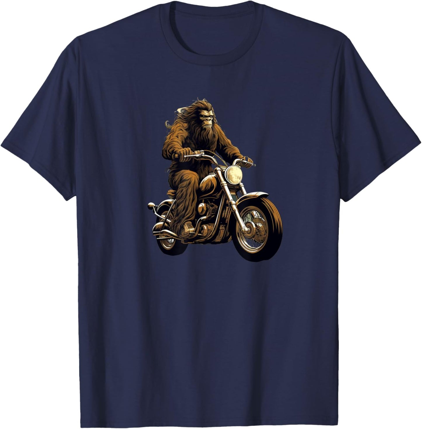 Pine State Apparel Bigfoot Motorcycle , Men's Classic Fit Short Sleeve Black Small T-Shirt - T-Shirt | Navy