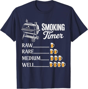 Smoking Timer Grill Meat Smoking Grilling Meat Smoker T-Shirt - T-Shirt | Navy