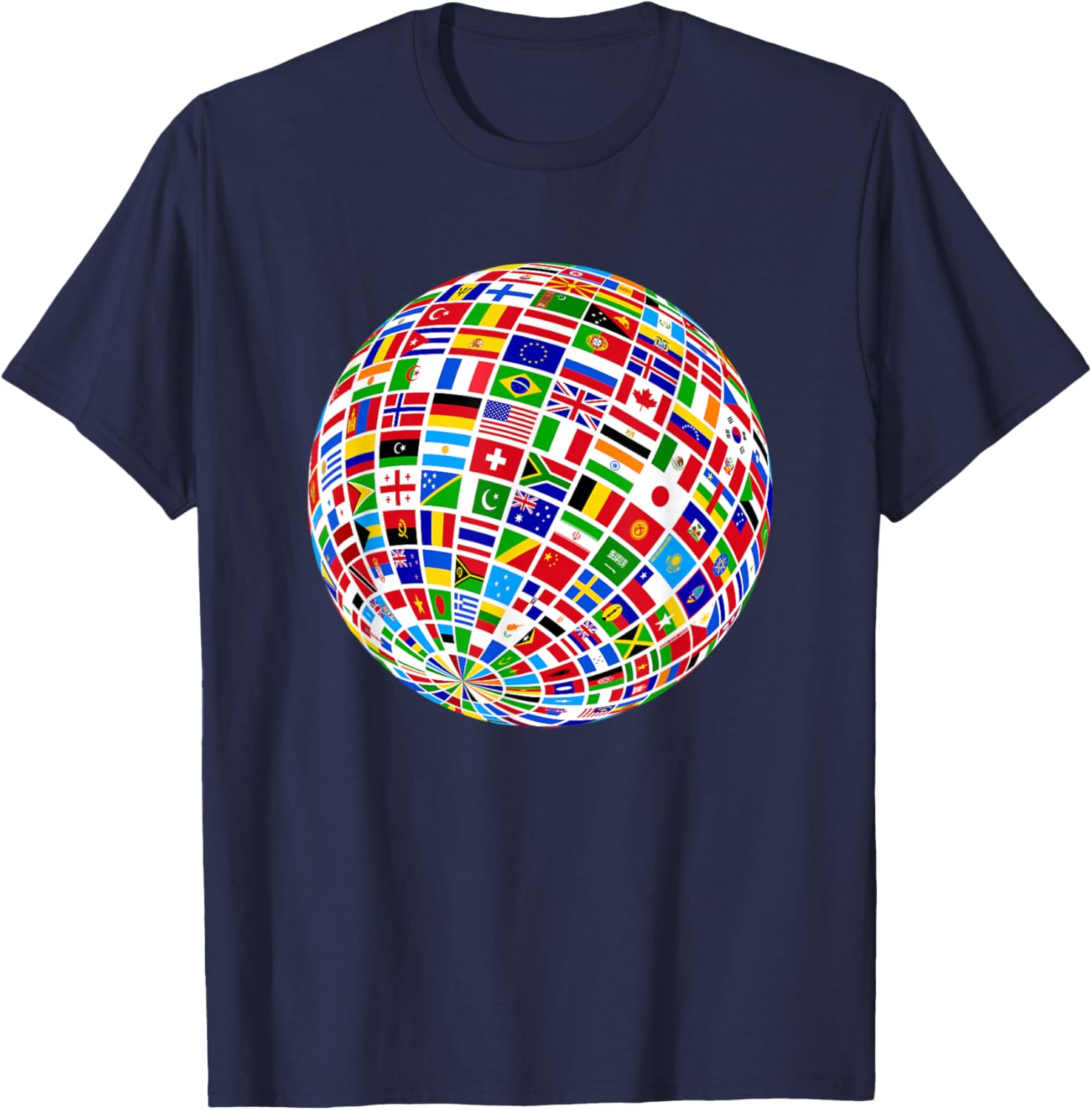 Cool Flags of The World Illustration Novelty Graphic Designs T-Shirt - T-Shirt | Navy