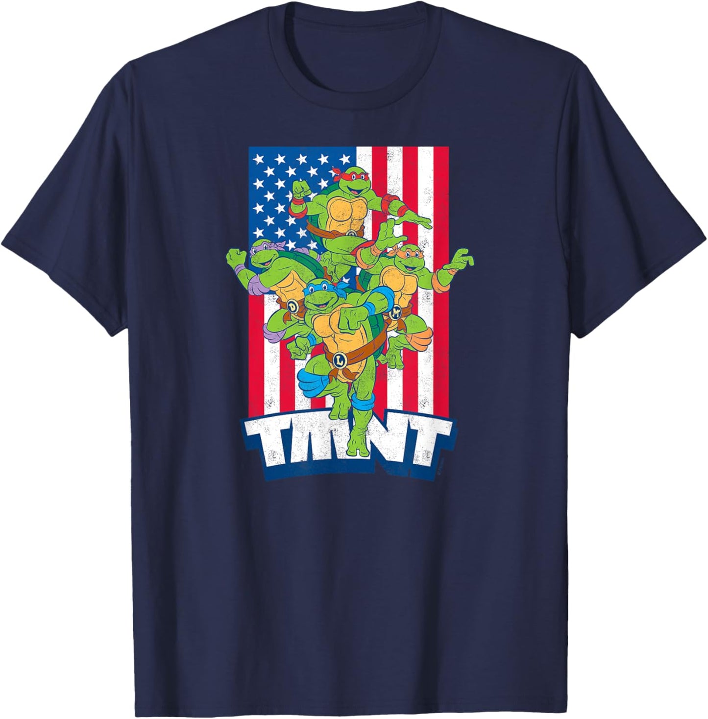 Teenage Mutant Ninja Turtles - USA Flag with Group T-Shirt - T-Shirt | Navy