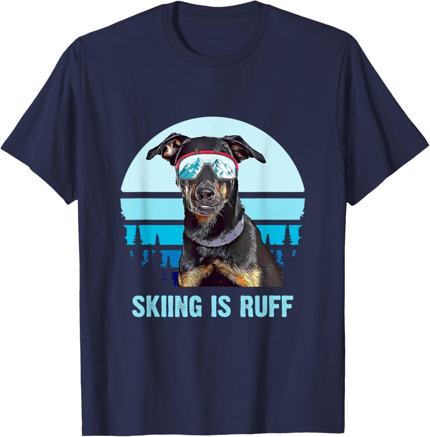 Beauceron Winter Skiing is Ruff Ski Dog Lover Men Women Girls Kids T-Shirt - T-Shirt | Navy