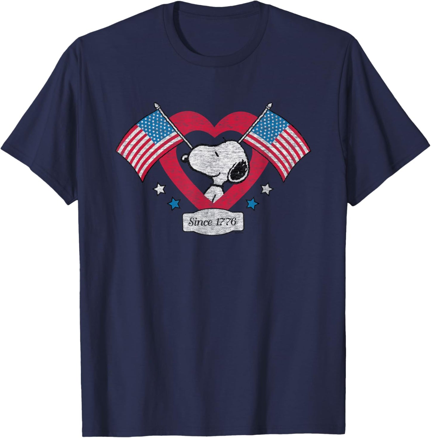 Peanuts - Snoopy Since 1776 Flag Heart T-Shirt - T-Shirt | Navy