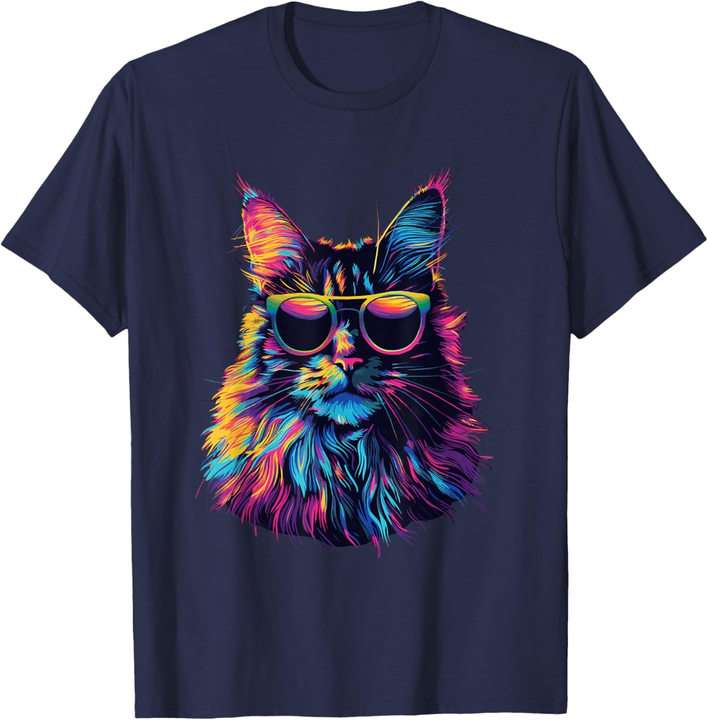 Maine Coon Cat Lovers Design Pop Art Funny Maine Coon Cat T-Shirt - T-Shirt | Navy