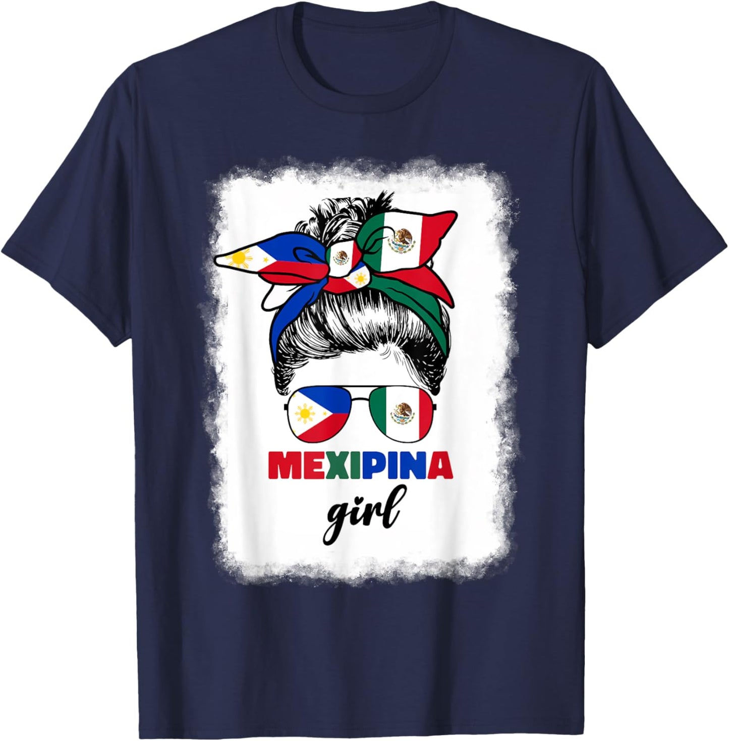 Mexipina Girl Half Mexican And Filipino Mexico Flag Women T-Shirt - T-Shirt | Navy