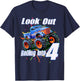 Kids 4 Year Old 4th Birthday Boy Monster Truck Car T-Shirt - T-Shirt | Navy