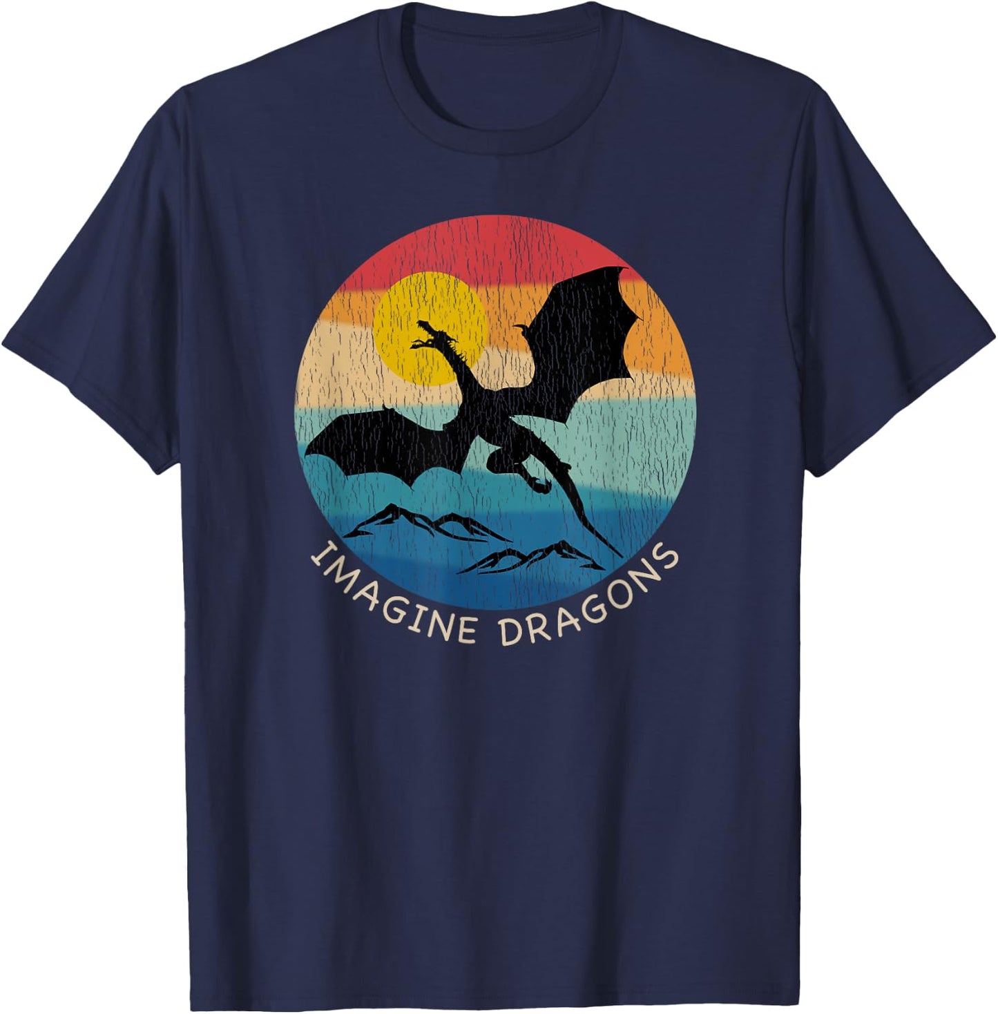 Imagine Magical and Mythical Fantasy Dragons T-Shirt - T-Shirt | Navy