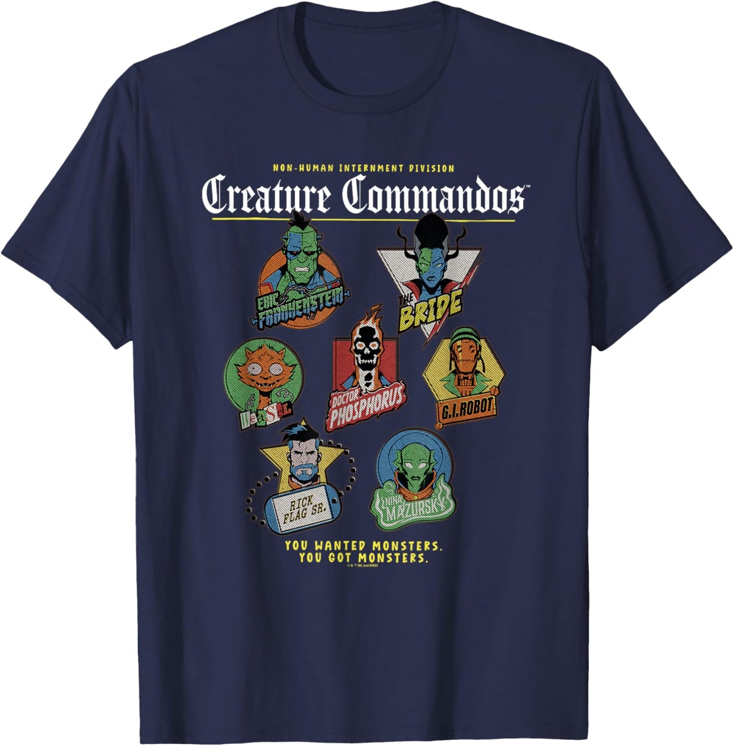 Creature Commandos Badges T-Shirt - T-Shirt | Navy