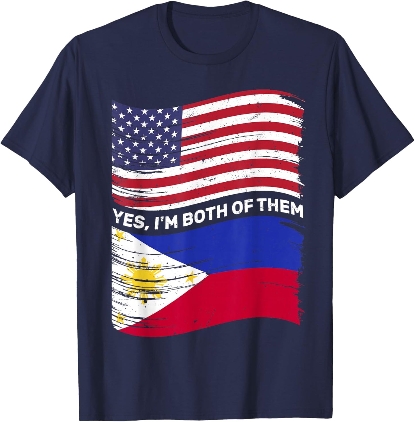 Half American Half Filipino USA Philippines Flag Mixed Kids T-Shirt - T-Shirt | Navy