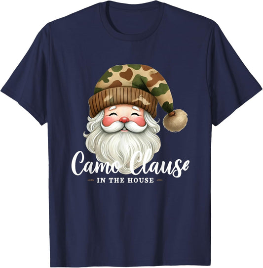 Santa Claus Wearing Camouflage Camo Satna Hat Camo Clause T-Shirt - T-Shirt | Navy