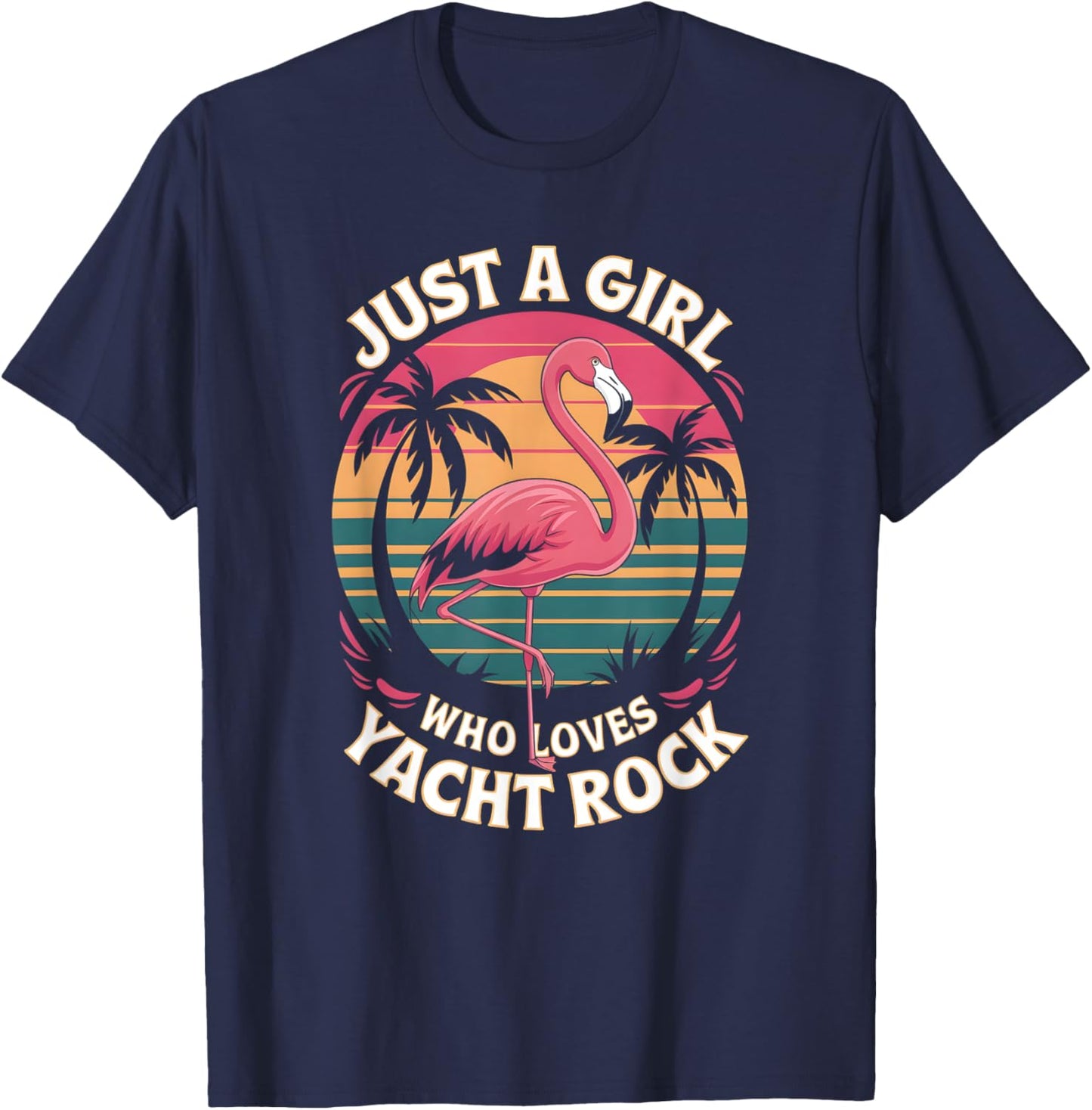Retro Silhouette Man Just A Girl That Loves Yacht Rock T-Shirt - T-Shirt | Navy